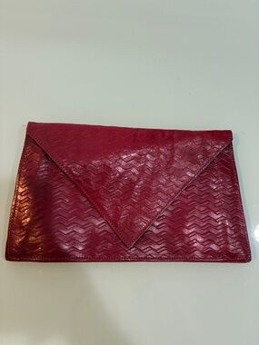Vintage Large Deep fuchsia embossed leather Clutch India